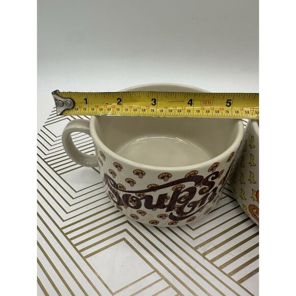 Vintage Kitschy 70s Japanese 'Soups On' Soup Mugs Set Chic - Picture 5 of 7